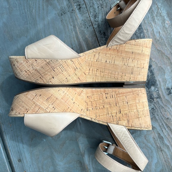 Coach Becka taupe ankle wrap kork wedge sandals | size 9.5 - Picture 9 of 13